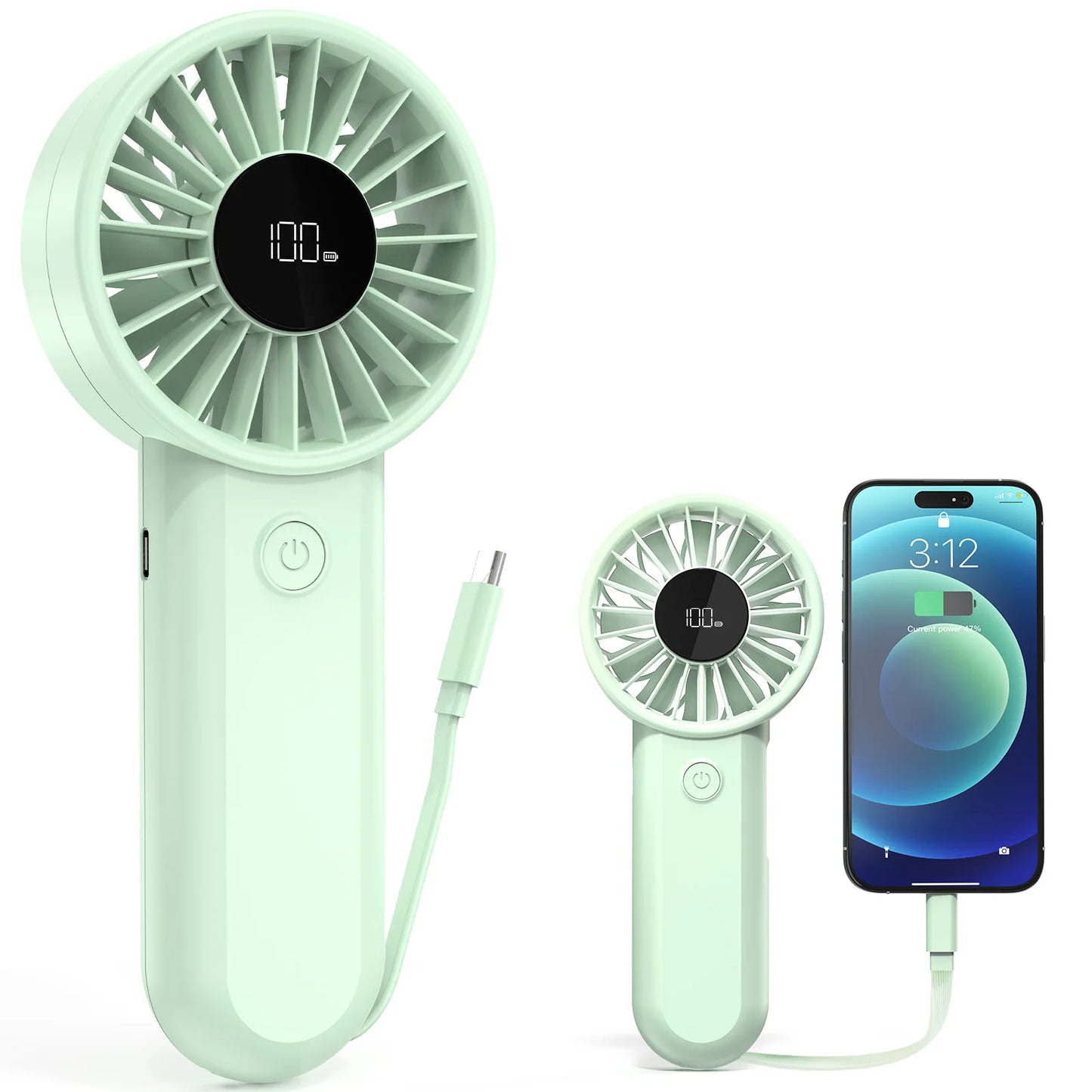 Handheld Fan with Built-In Battery | USB Rechargeable Fan for Travel and Outdoor Sports