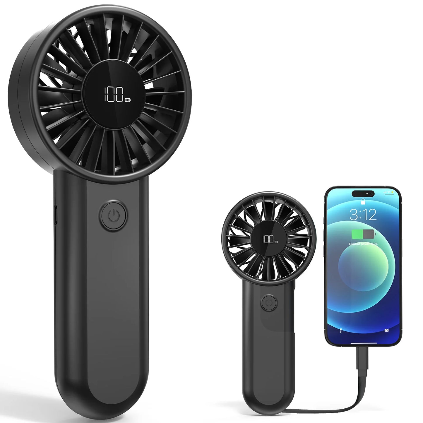 Handheld Fan with Built-In Battery | USB Rechargeable Fan for Travel and Outdoor Sports