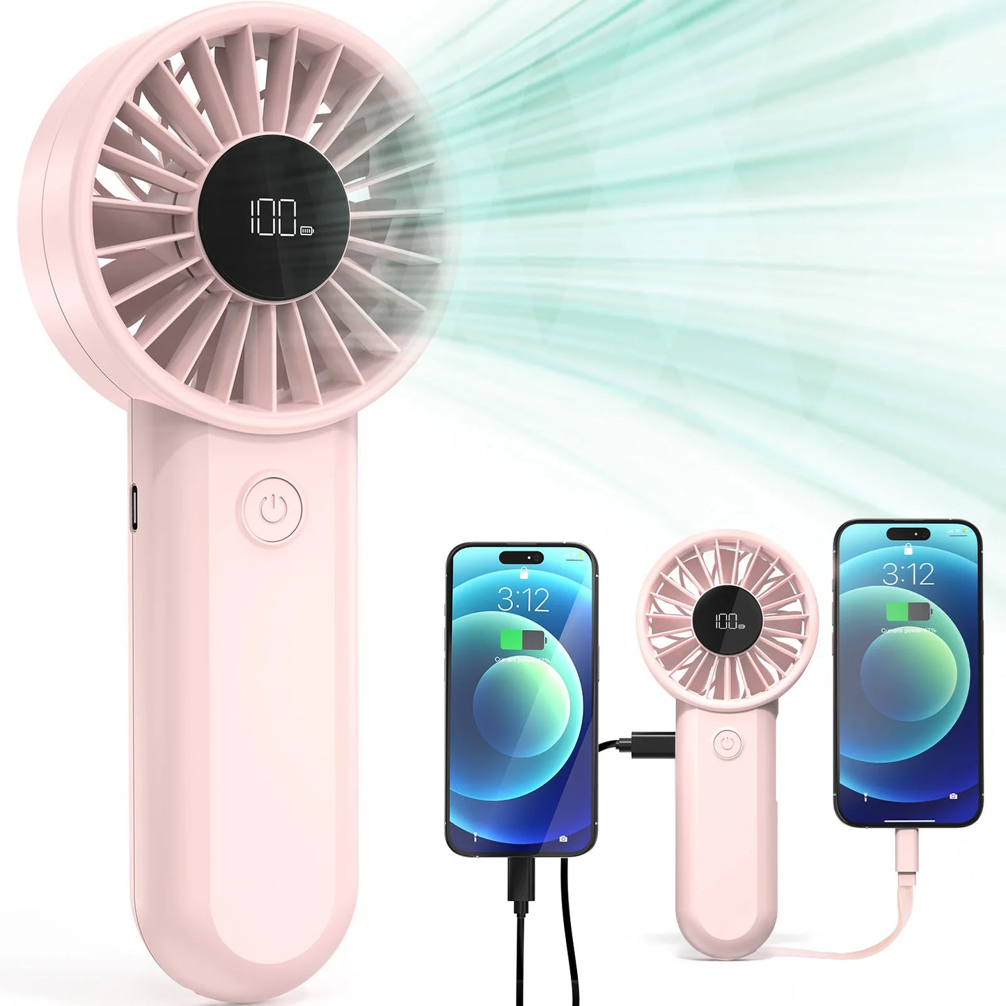 Handheld Fan with Built-In Battery | USB Rechargeable Fan for Travel and Outdoor Sports