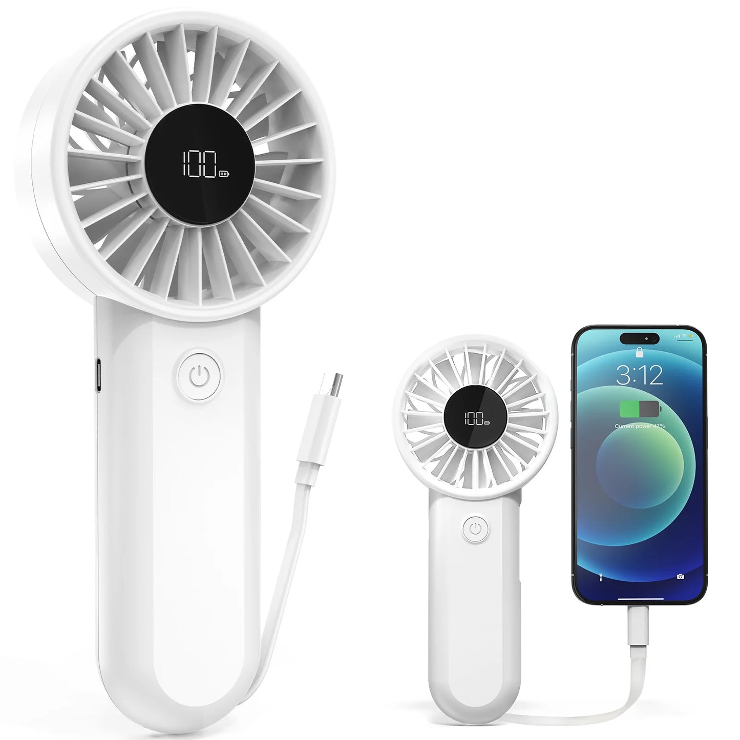 Handheld Fan with Built-In Battery | USB Rechargeable Fan for Travel and Outdoor Sports