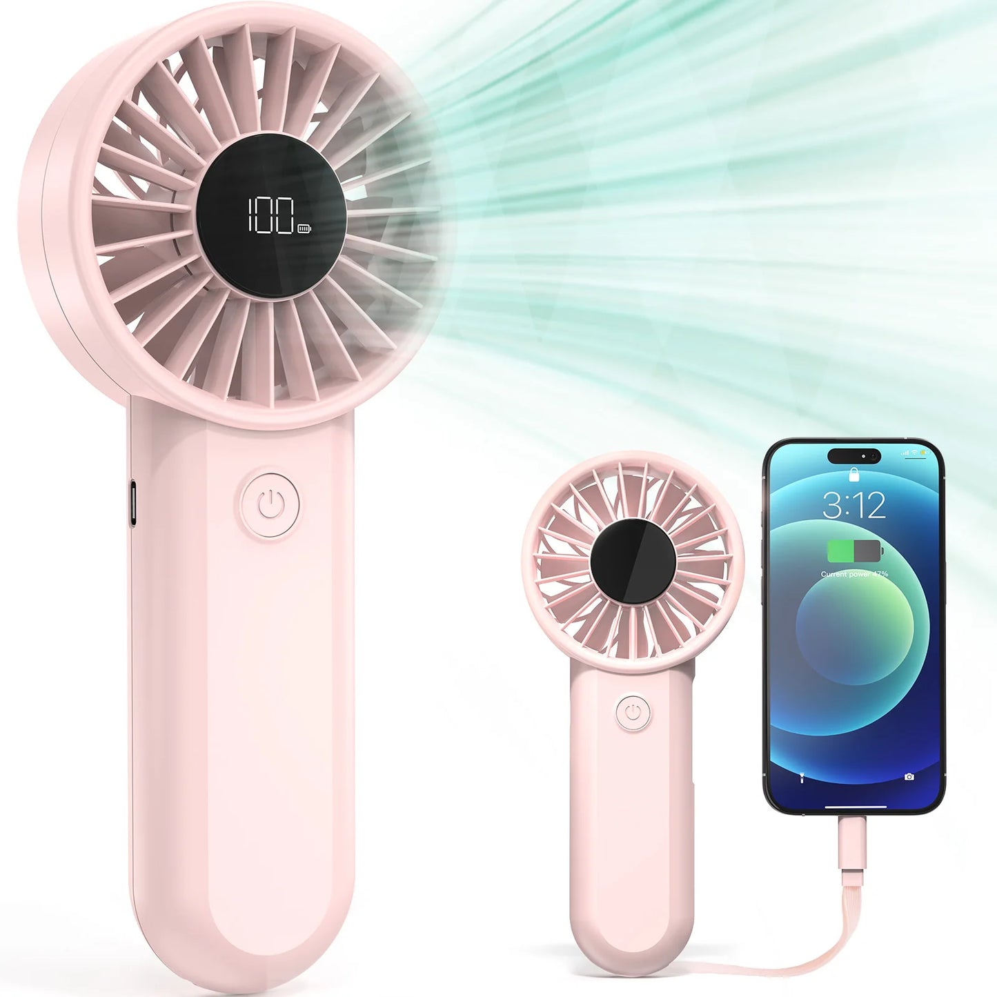 Handheld Fan with Built-In Battery | USB Rechargeable Fan for Travel and Outdoor Sports